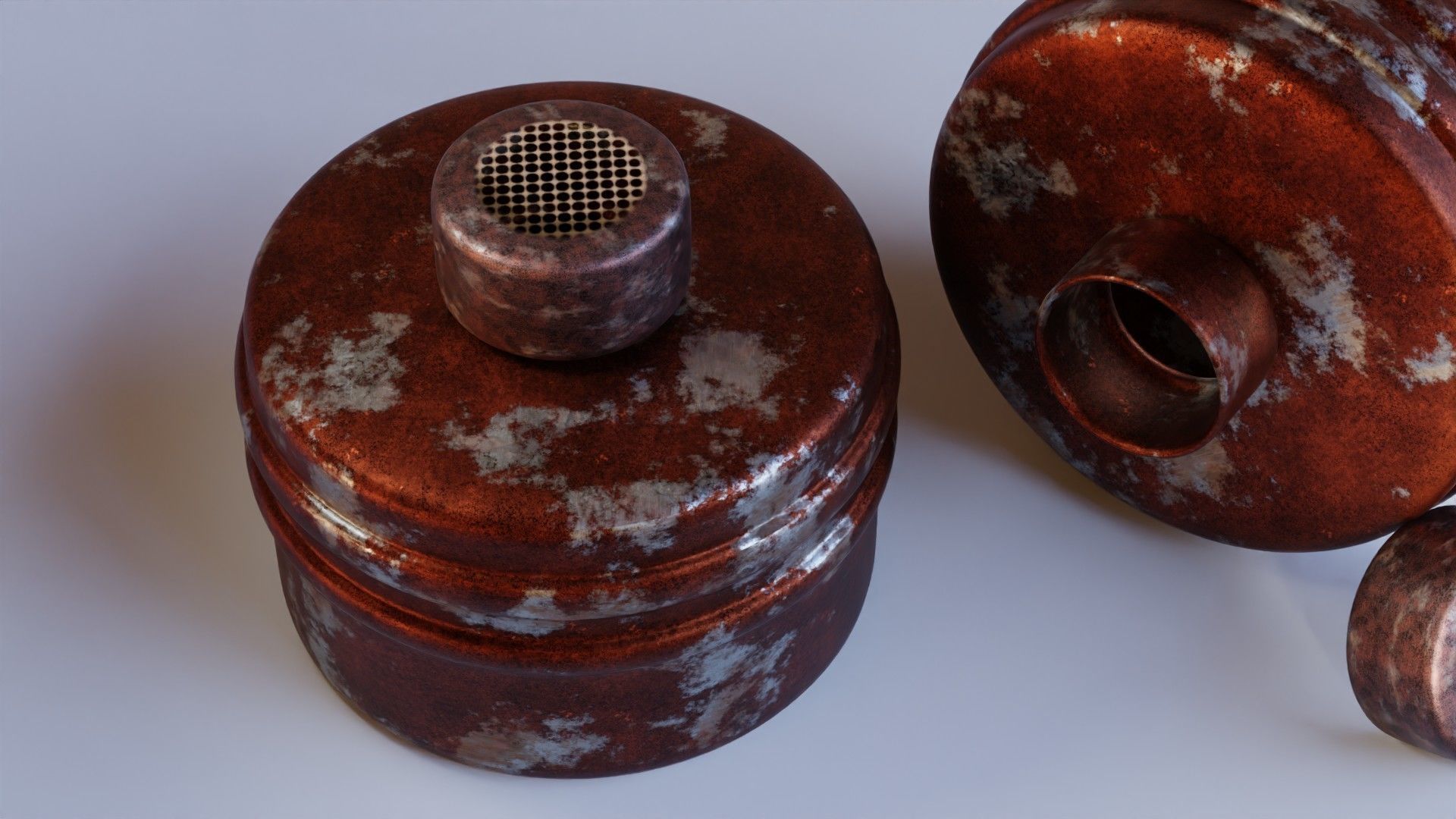 Brown dirty gas face mask filter Low-poly 3D model_3