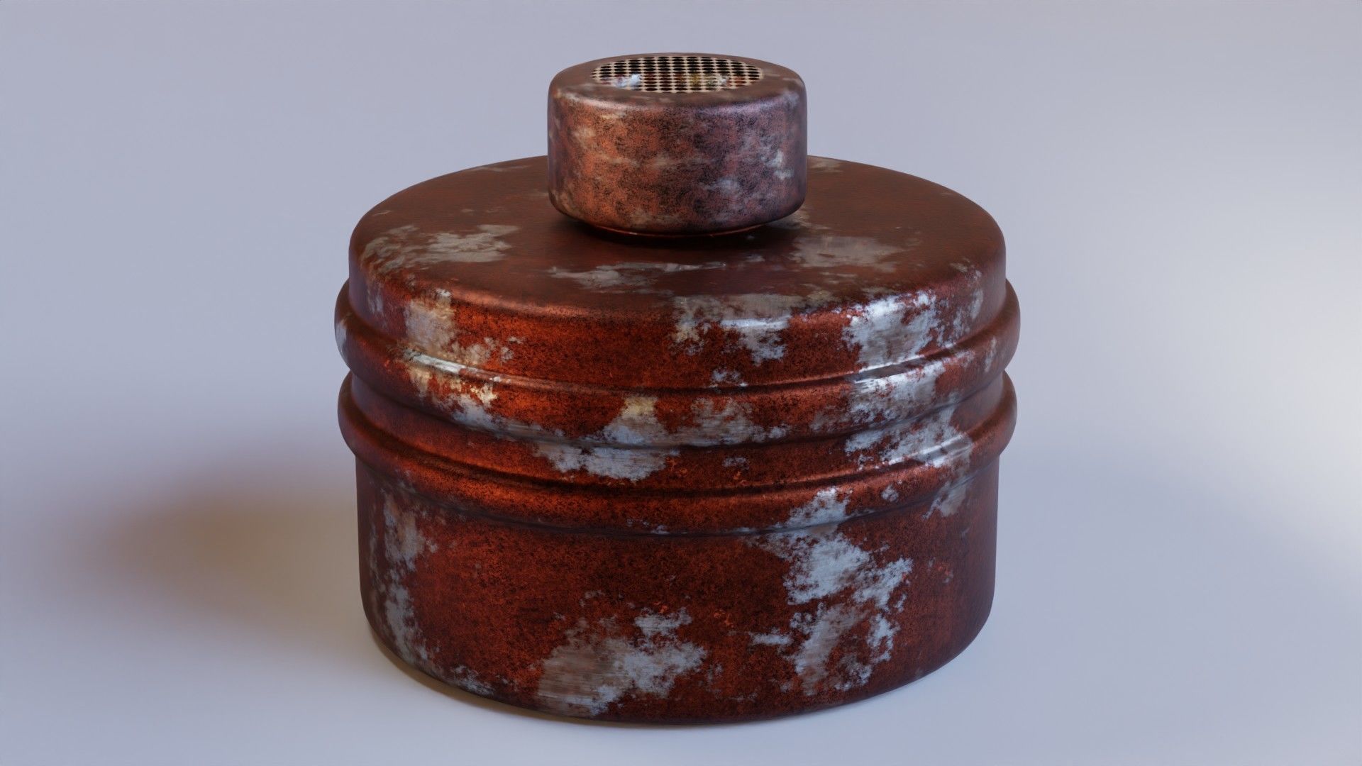 Brown dirty gas face mask filter Low-poly 3D model_1