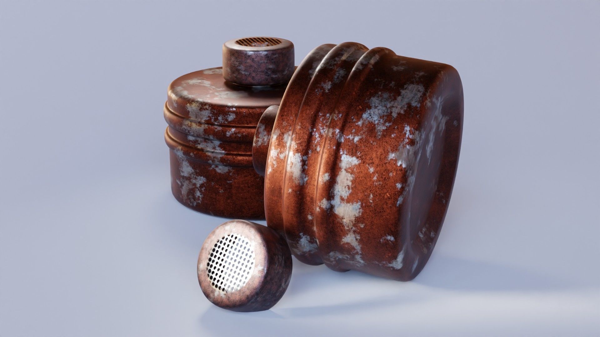 Brown dirty gas face mask filter Low-poly 3D model_5