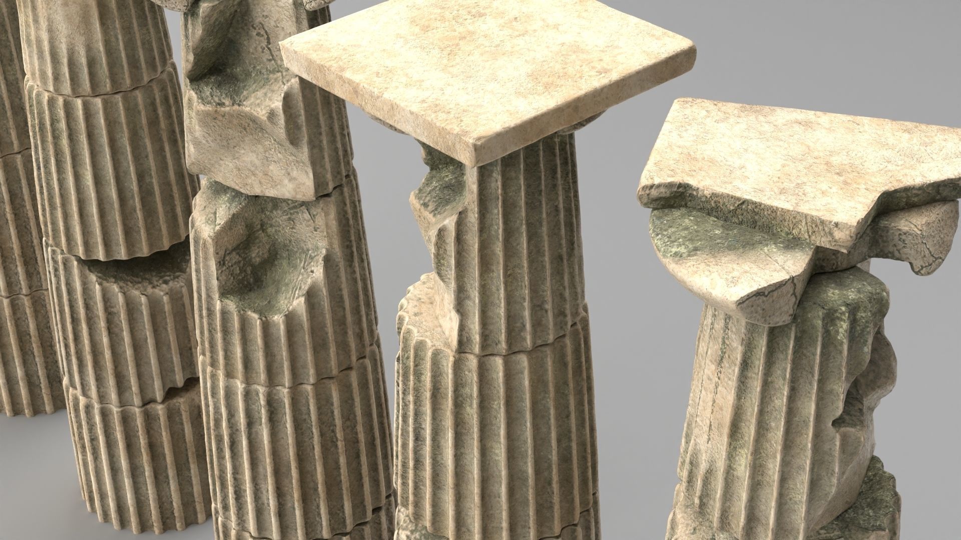 Doric Column Set 3D model_6