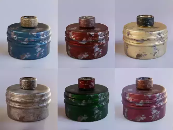 Gas face mask air filter Low-poly 3D Model Collection