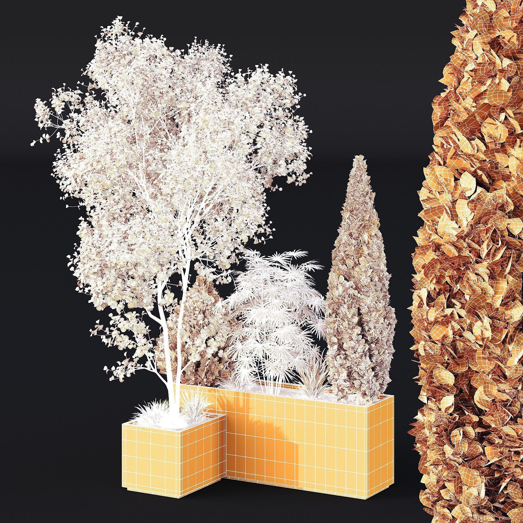 HQ Tree and bush garden box outdoor VOL 03 Free 3D model_4