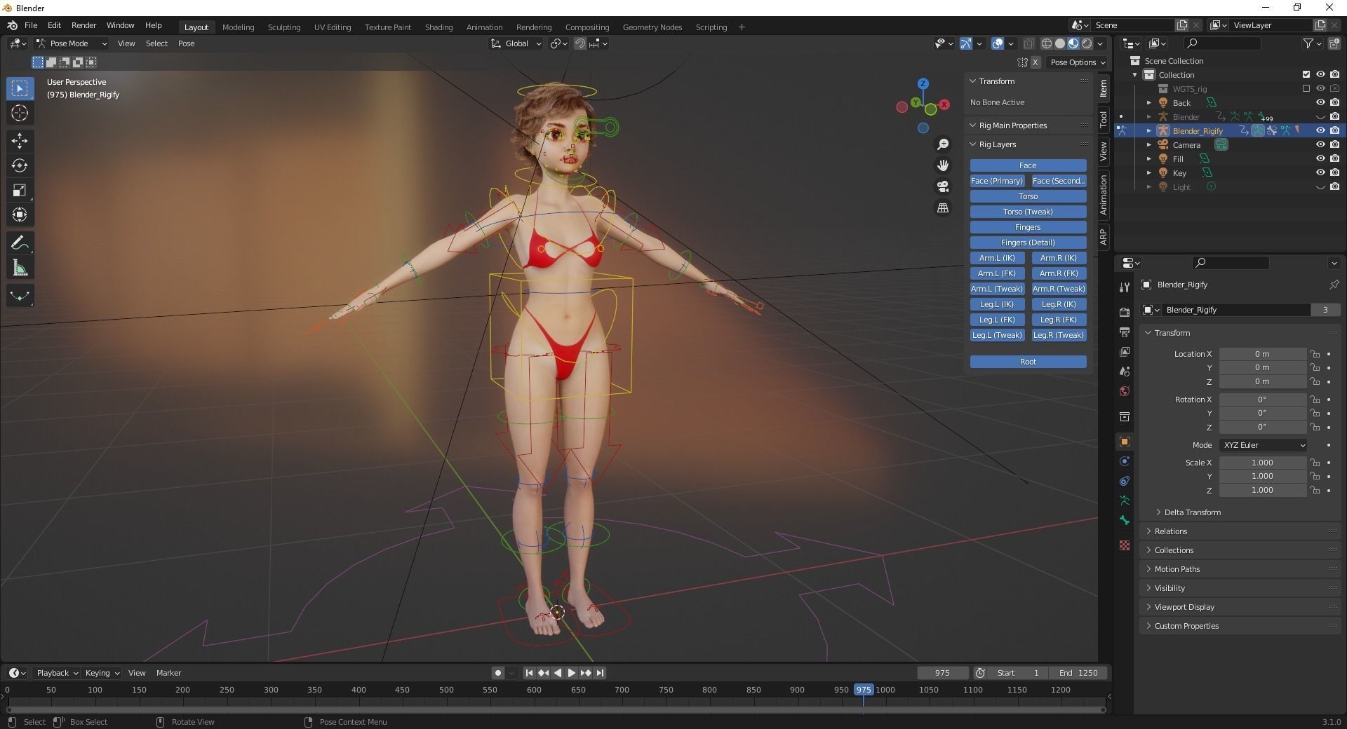 toon Girl Female Character Low-poly 3D model_21