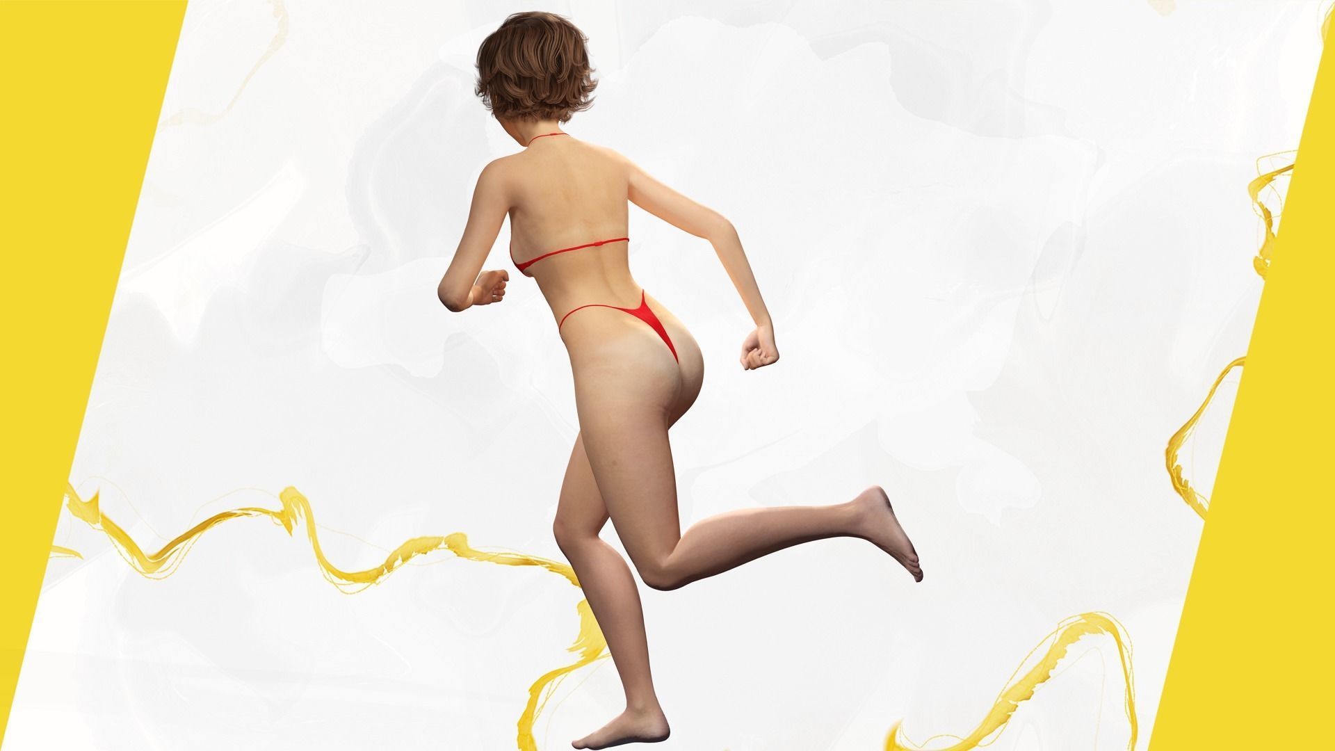 toon Girl Female Character Low-poly 3D model_6