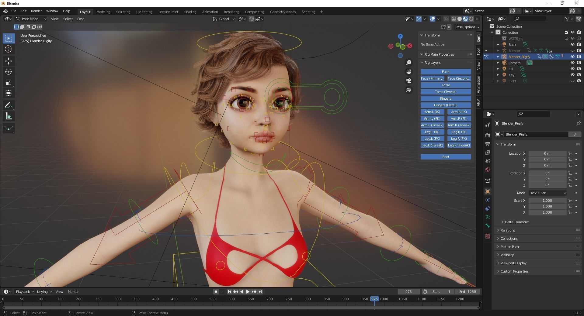 toon Girl Female Character Low-poly 3D model_20