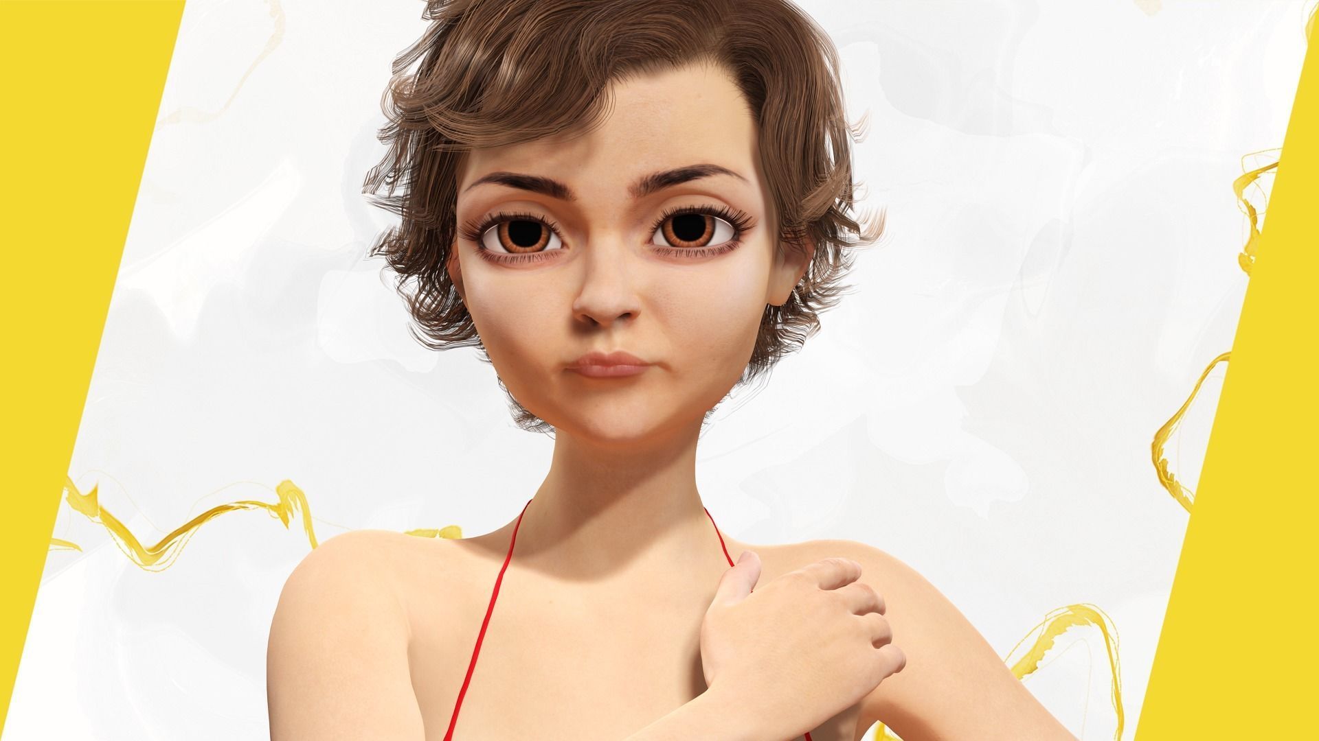 toon Girl Female Character Low-poly 3D model_17