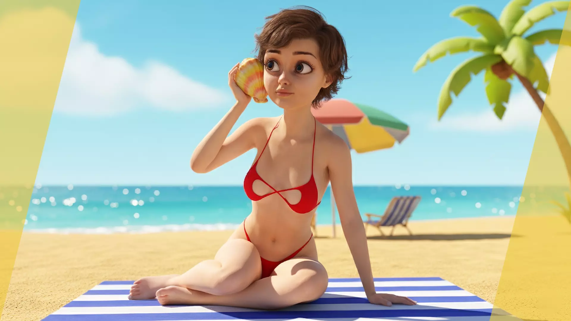 toon Girl Female Character Low-poly 3D model_4