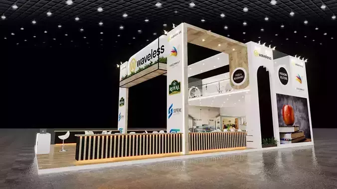 3D Exhibition Stall design 3 side open mazzenine stall 3D print model