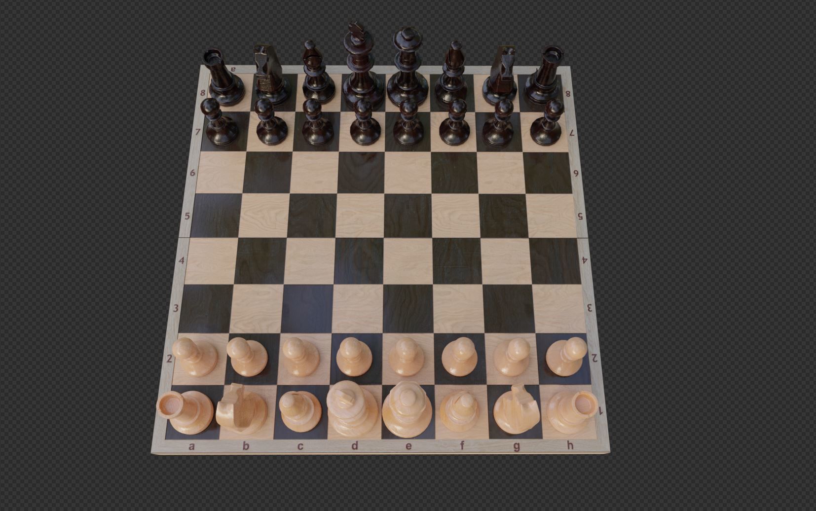 Chess board and figures Low-poly 3D model_1
