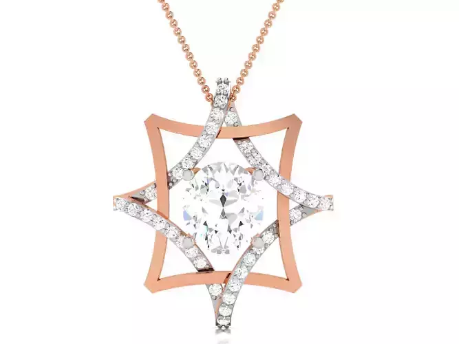 Women solitaire pendant 3dm render detail