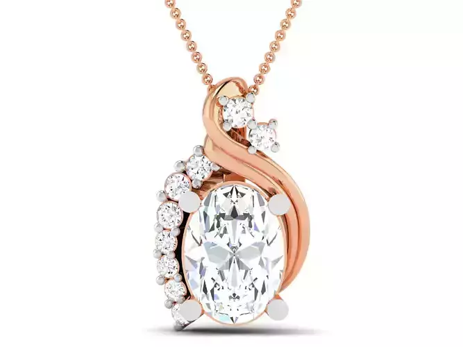 Women solitaire pendant 3dm render detail