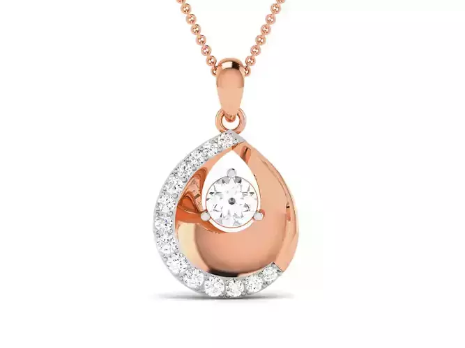 Women solitaire pendant 3dm render detail