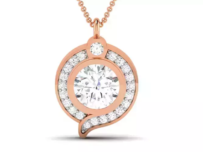 Women solitaire pendant 3dm render detail