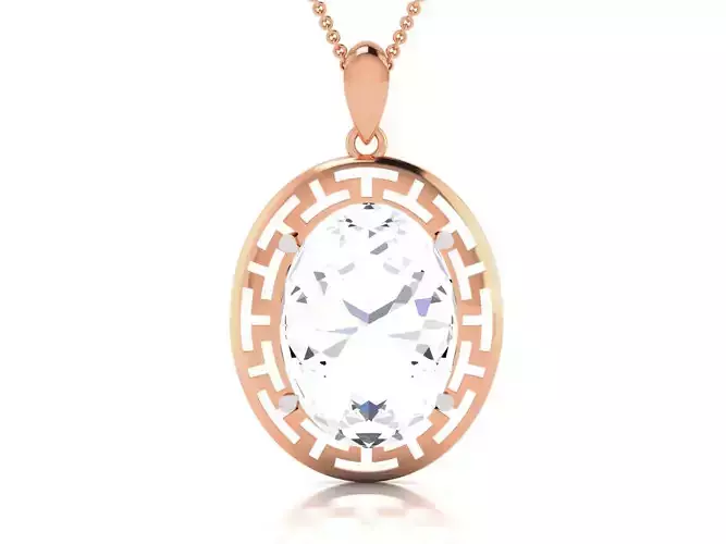 Women solitaire pendant 3dm render detail