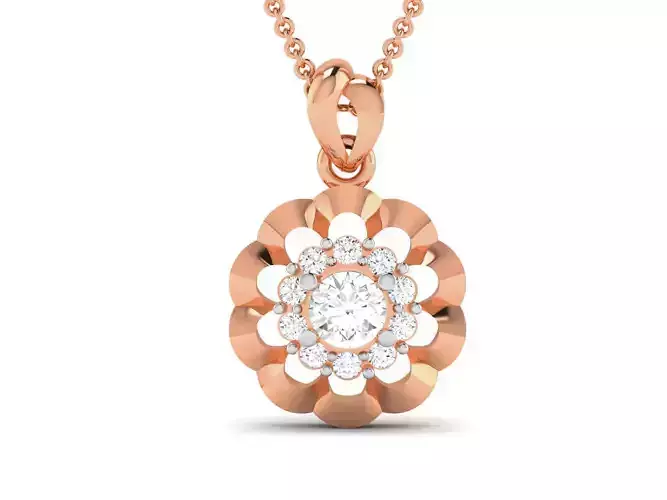 Women solitaire pendant 3dm render detail