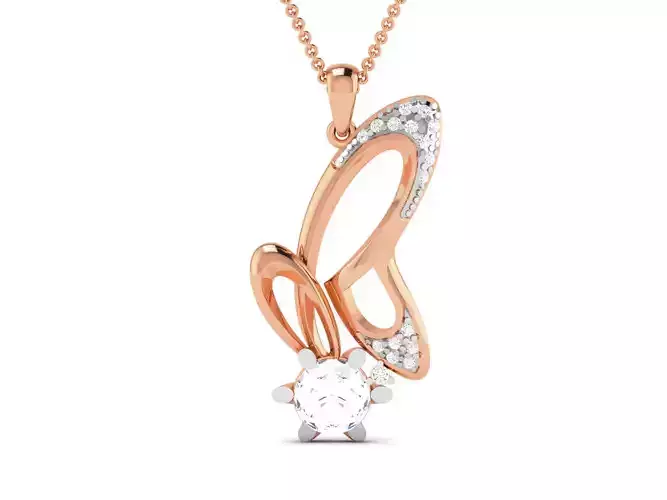 Women solitaire pendant 3dm render detail