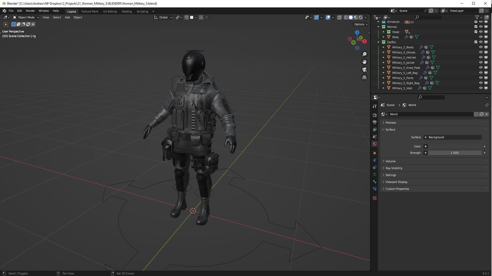 Mens and Womens Military Uniform 5 3D Model Collection_10