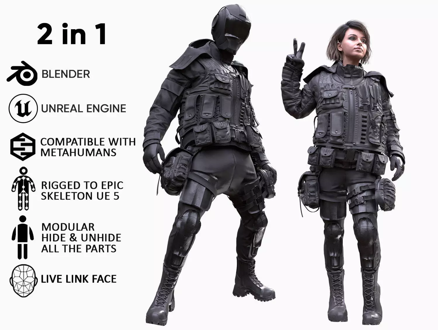 Mens and Womens Military Uniform 5 3D Model Collection_0