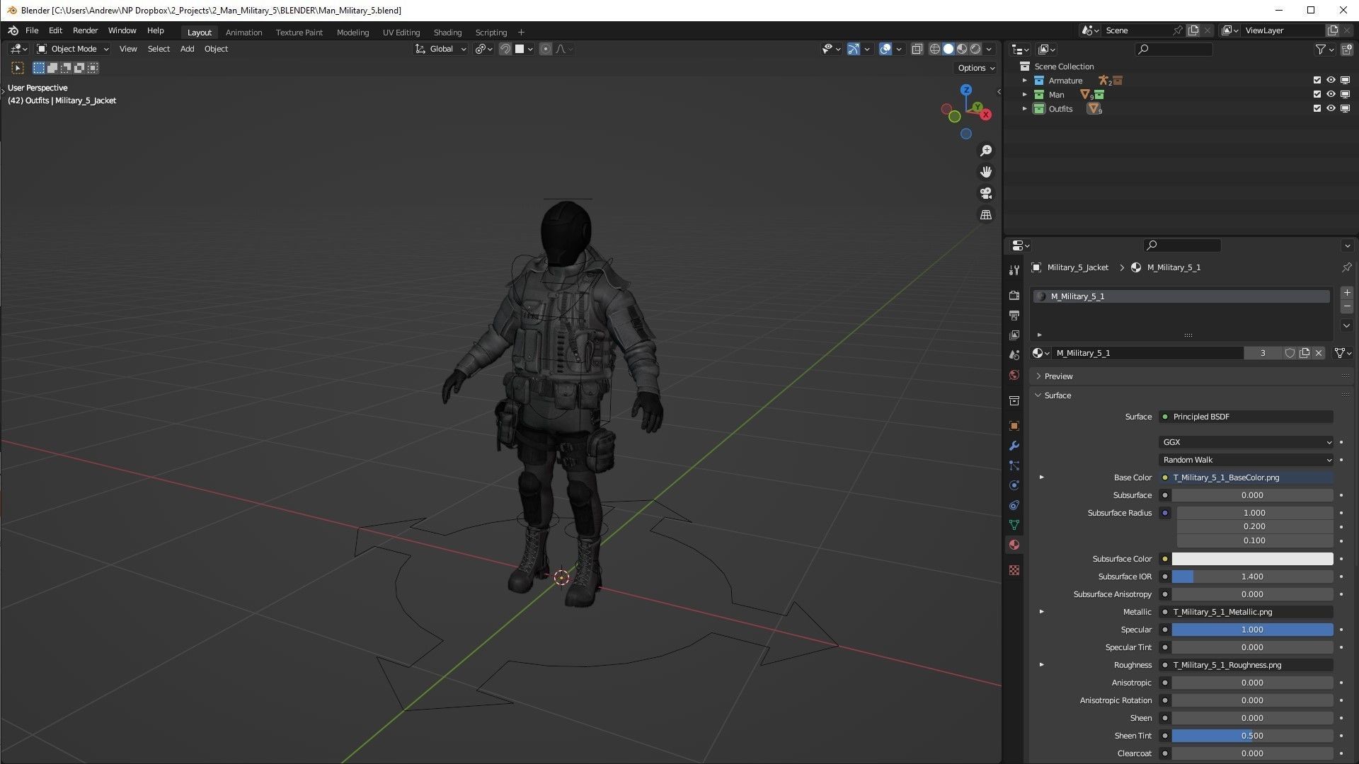 Mens and Womens Military Uniform 5 3D Model Collection_9