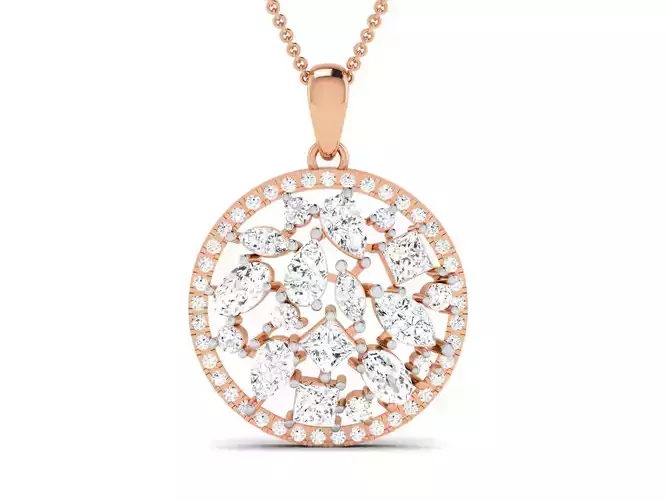 Women solitaire pendant 3dm render detail