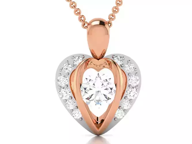 Women solitaire pendant 3dm render detail