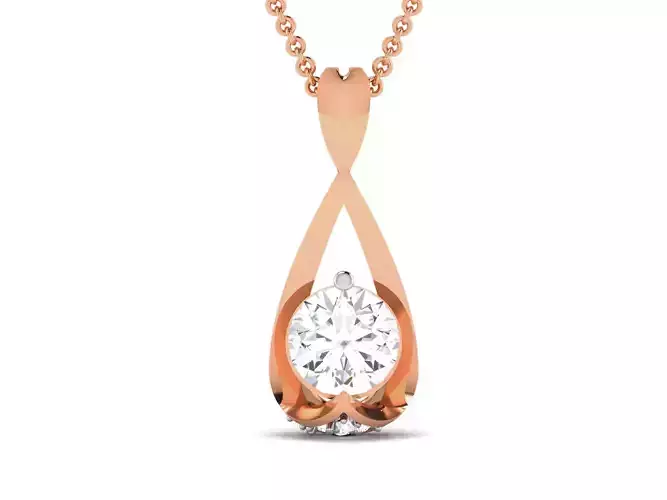 Women solitaire pendant 3dm render detail