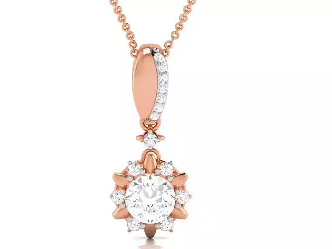 Women solitaire pendant 3dm render detail