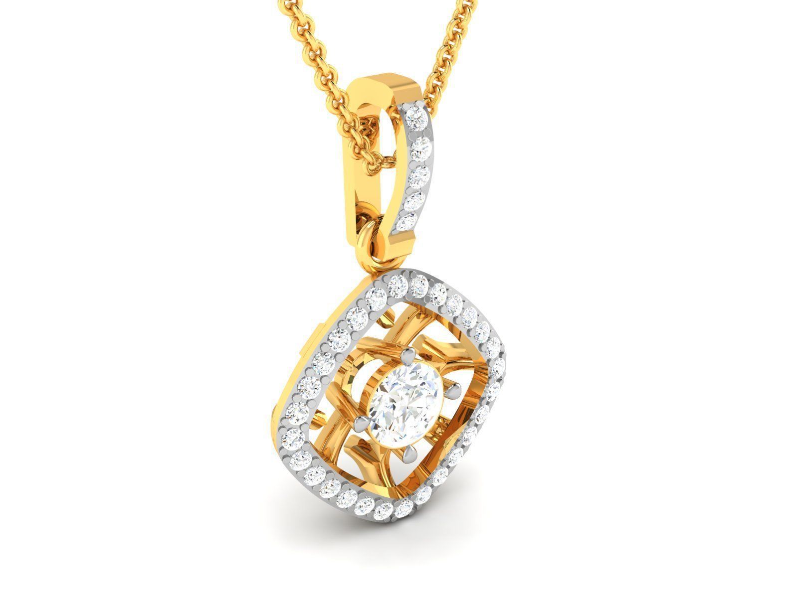 Women solitaire pendant 3dm render detail 3D print model_2