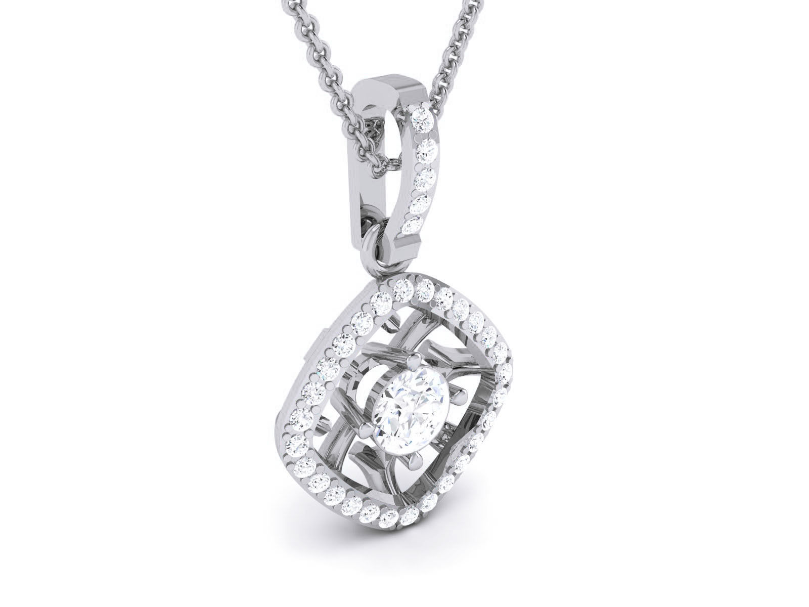 Women solitaire pendant 3dm render detail 3D print model_3