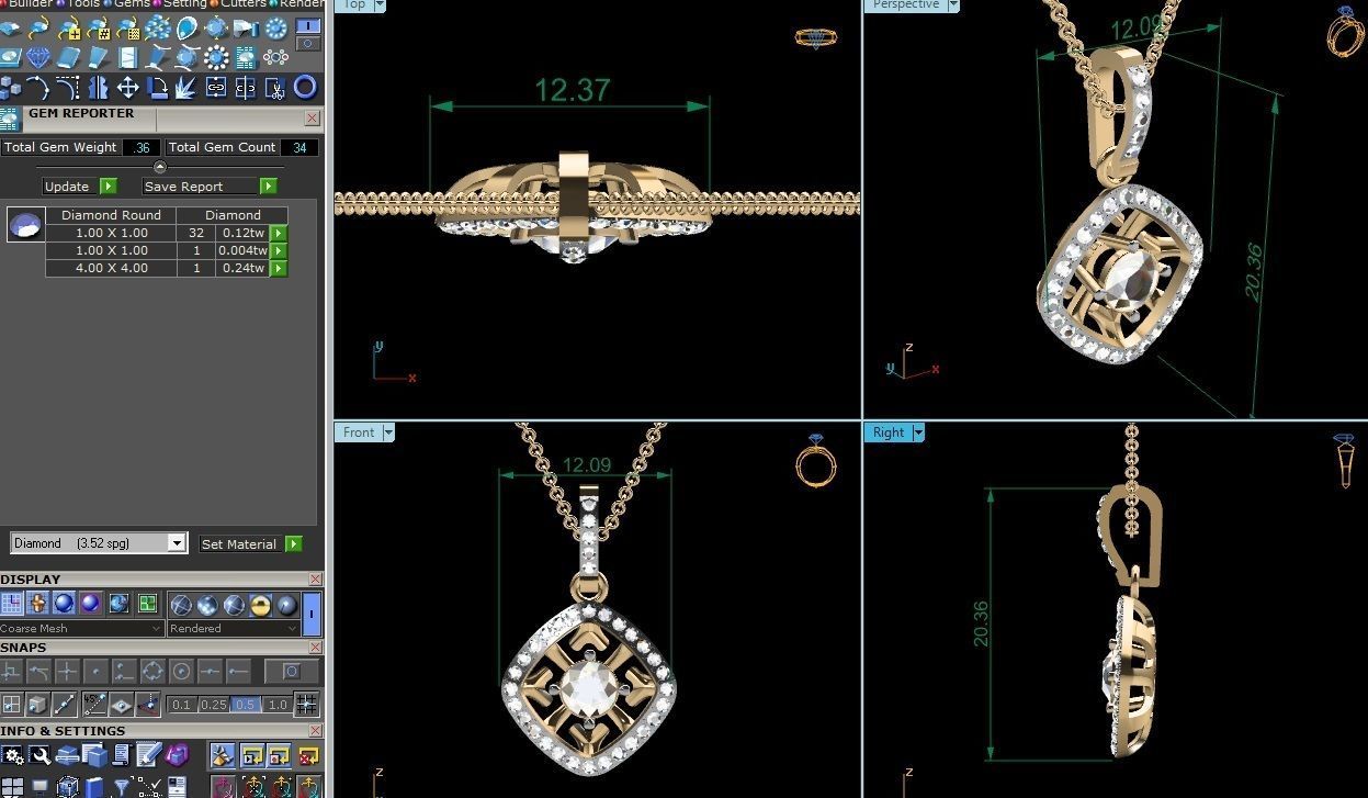 Women solitaire pendant 3dm render detail 3D print model_9