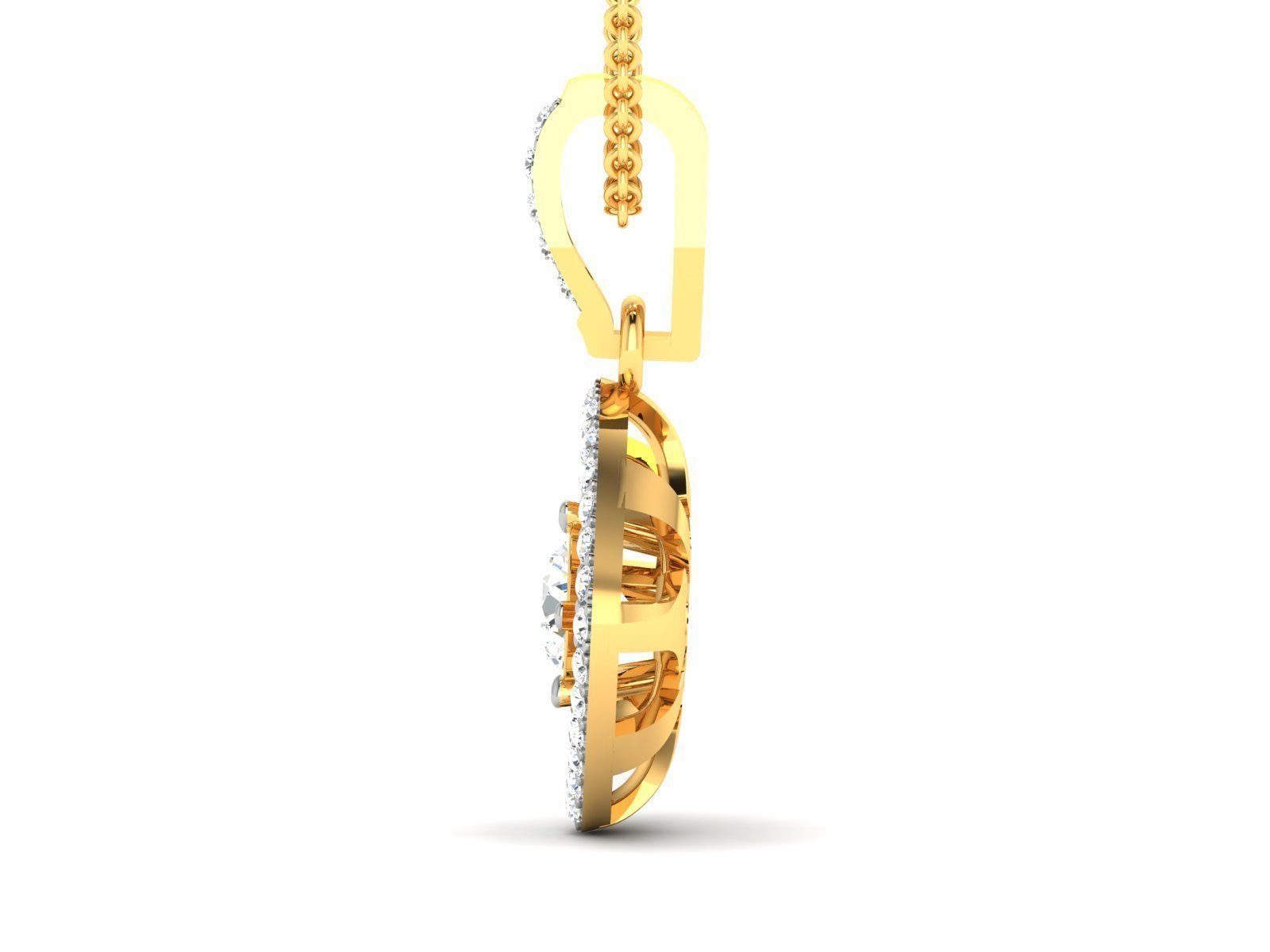 Women solitaire pendant 3dm render detail 3D print model_6