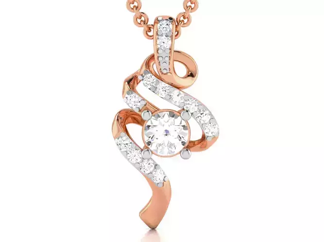 Women solitaire pendant 3dm render detail