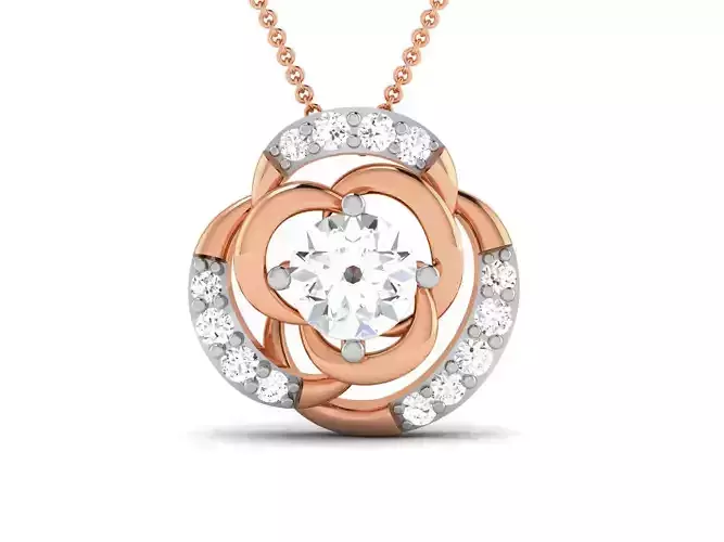 Women solitaire pendant 3dm render detail