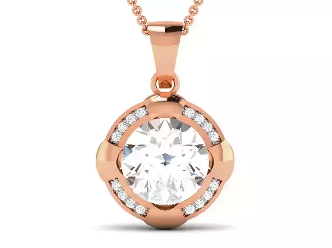 Women solitaire pendant 3dm render detail
