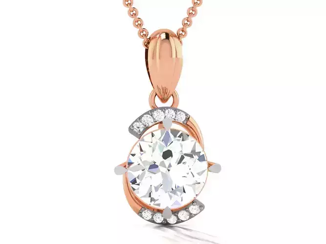 Women solitaire pendant 3dm render detail