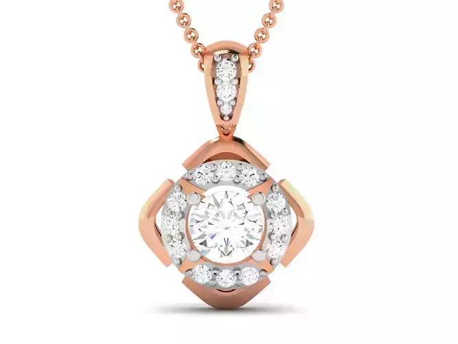 Women solitaire pendant 3dm render detail