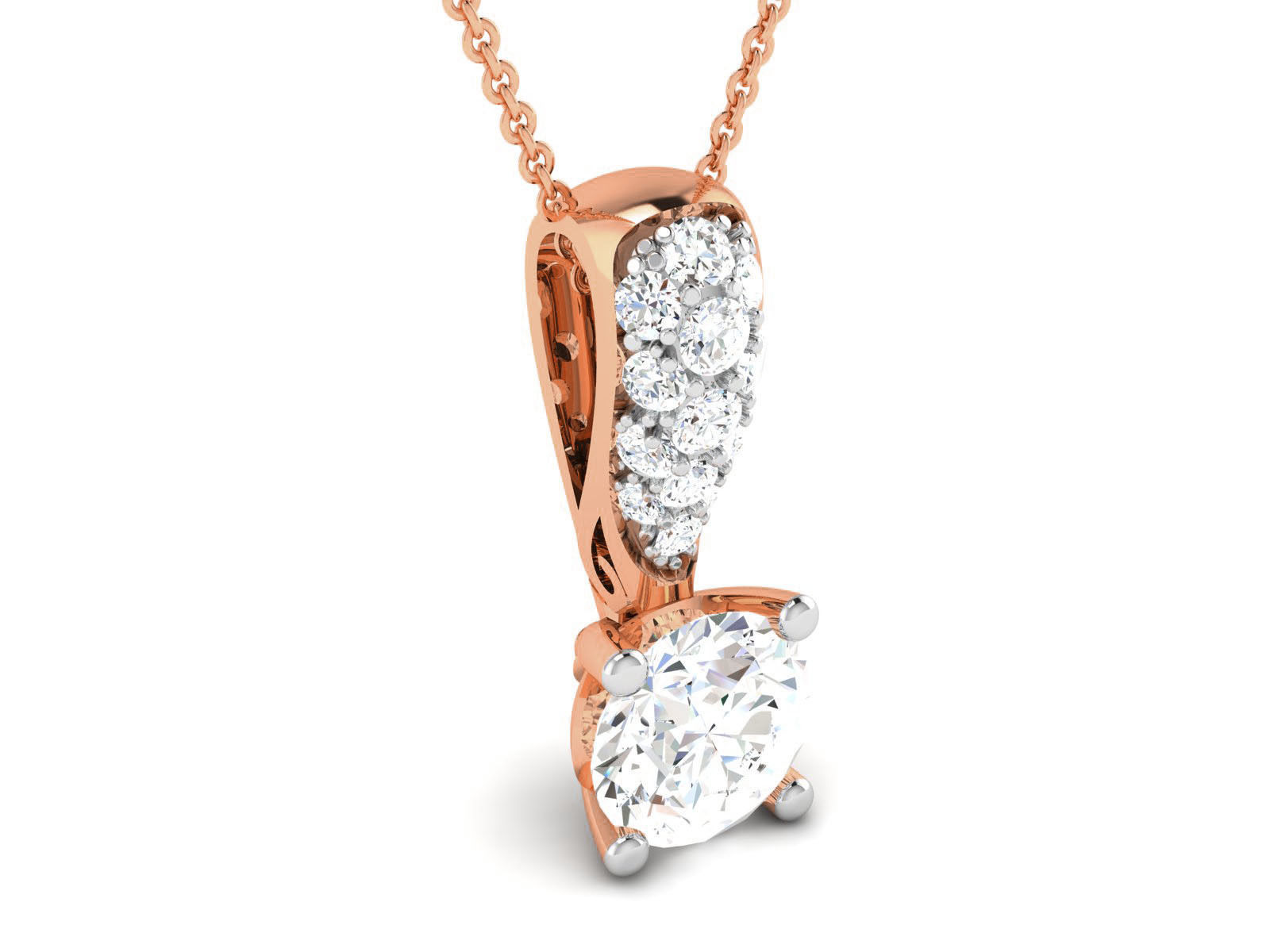 Women solitaire pendant 3dm render detail 3D print model_2