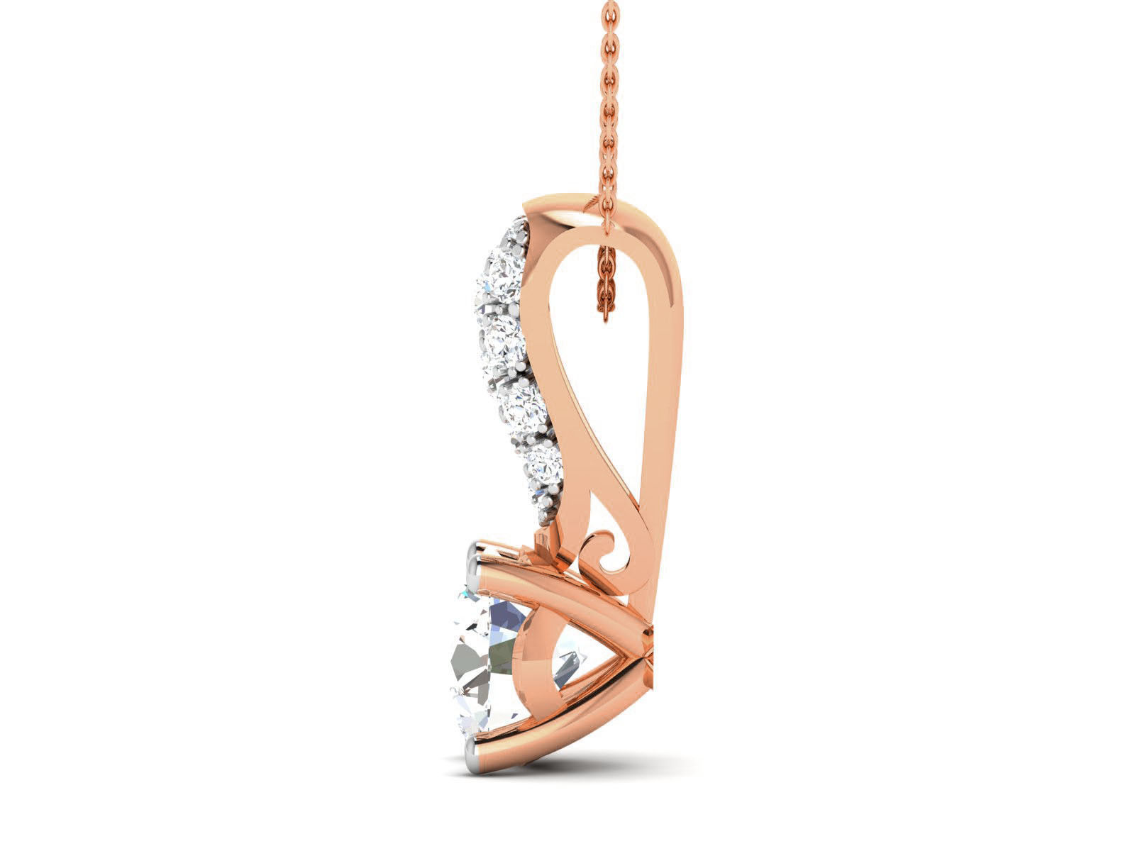 Women solitaire pendant 3dm render detail 3D print model_6