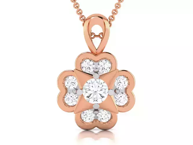 Women solitaire pendant 3dm render detail