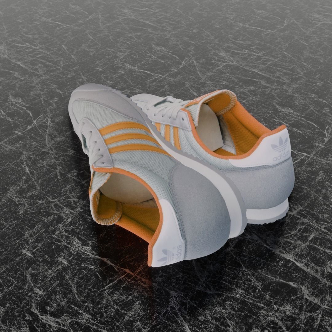 ADIDAS 3D SHOES - WHIE - ORANGE Low-poly 3D model_3