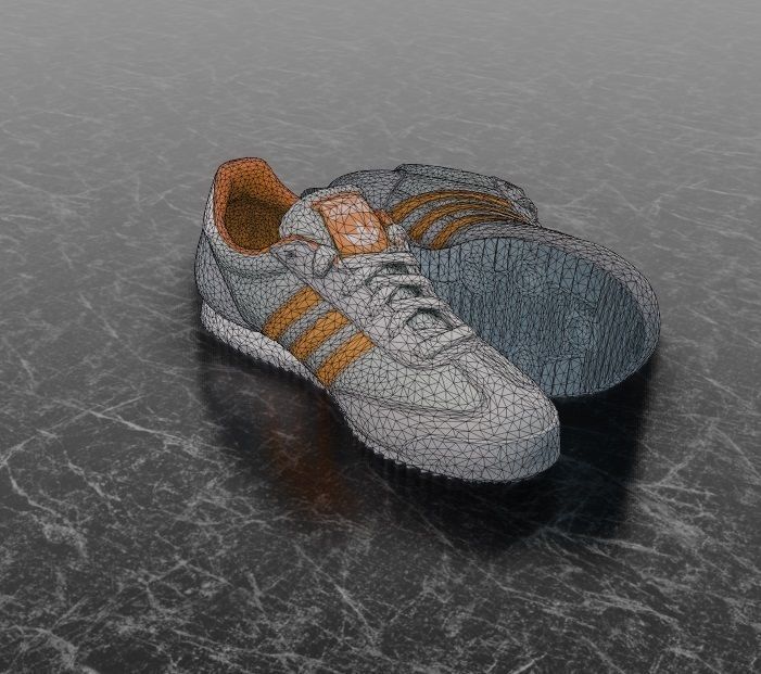 ADIDAS 3D SHOES - WHIE - ORANGE Low-poly 3D model_15