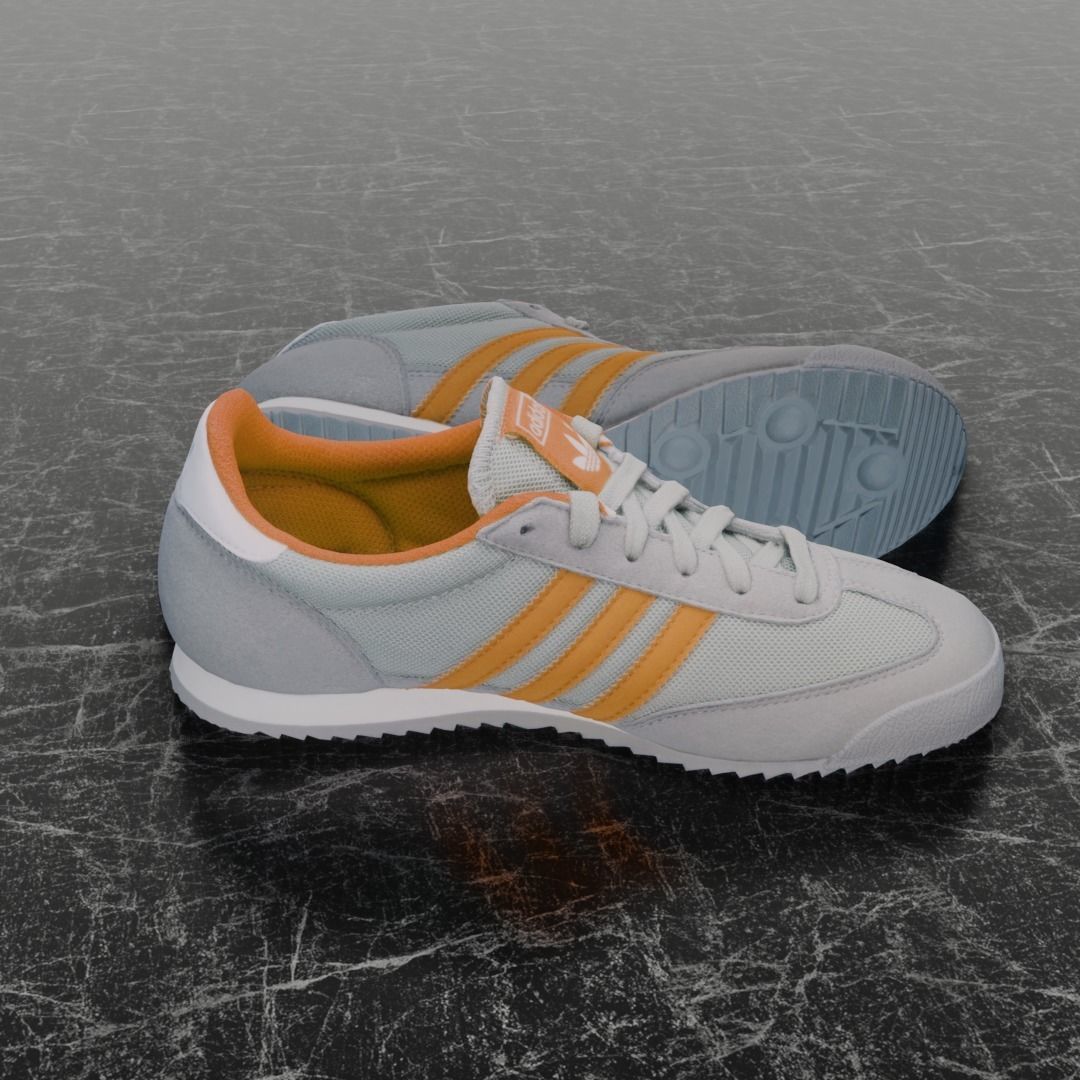 ADIDAS 3D SHOES - WHIE - ORANGE Low-poly 3D model_4