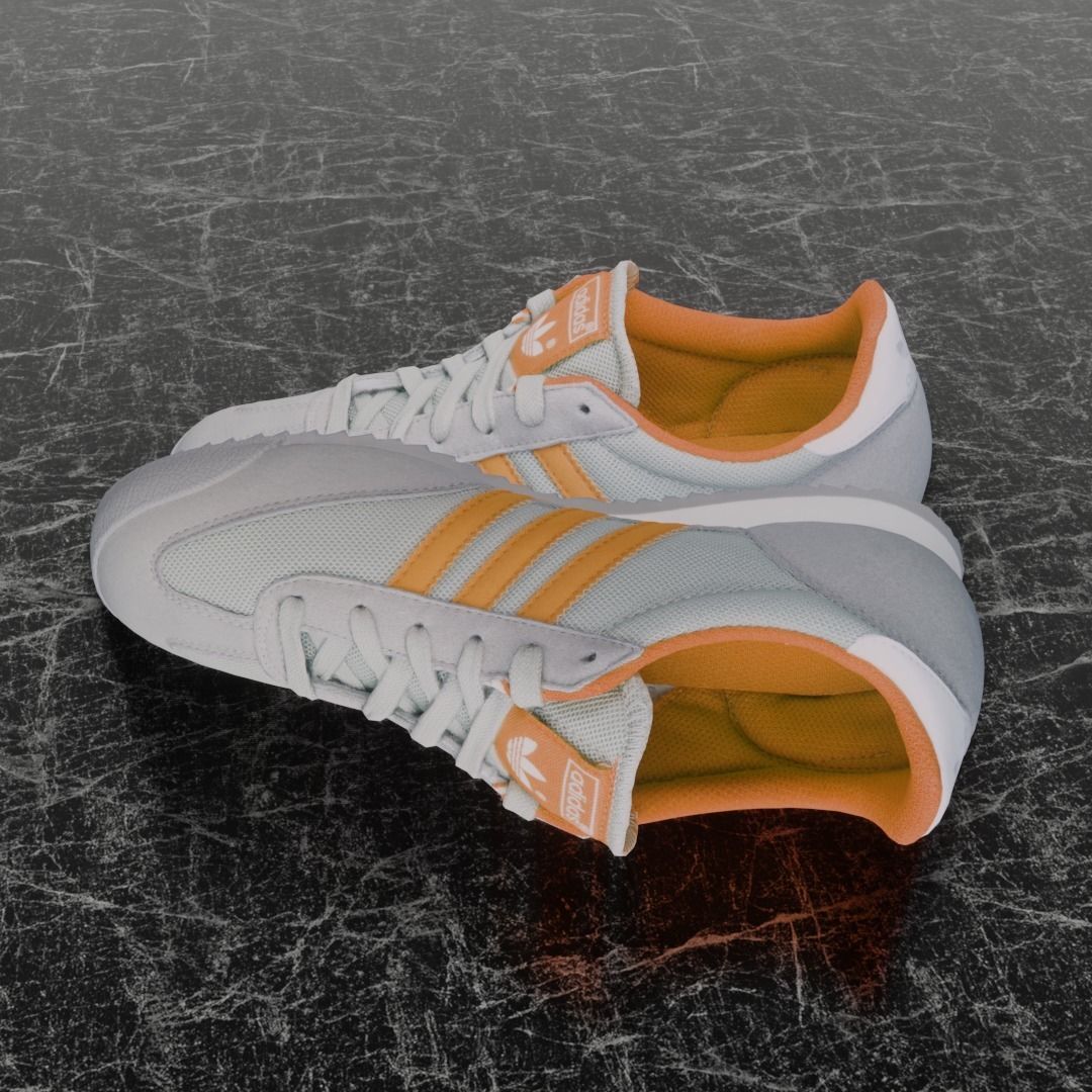 ADIDAS 3D SHOES - WHIE - ORANGE Low-poly 3D model_9