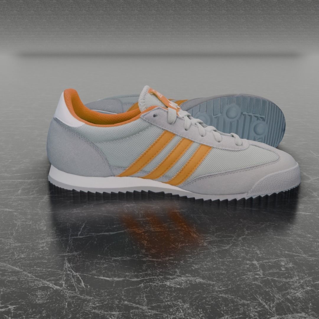 ADIDAS 3D SHOES - WHIE - ORANGE Low-poly 3D model_5