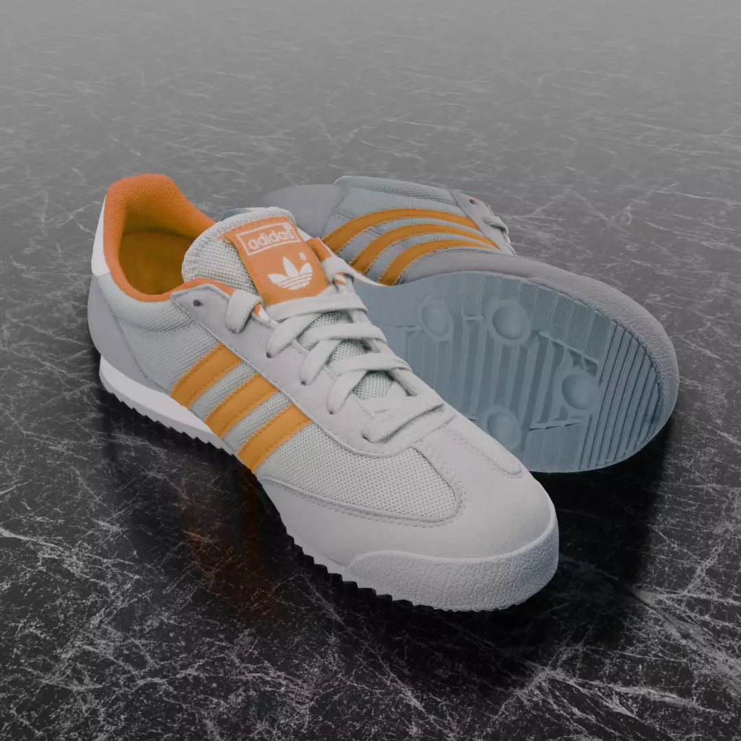 ADIDAS 3D SHOES - WHIE - ORANGE Low-poly 3D model_0