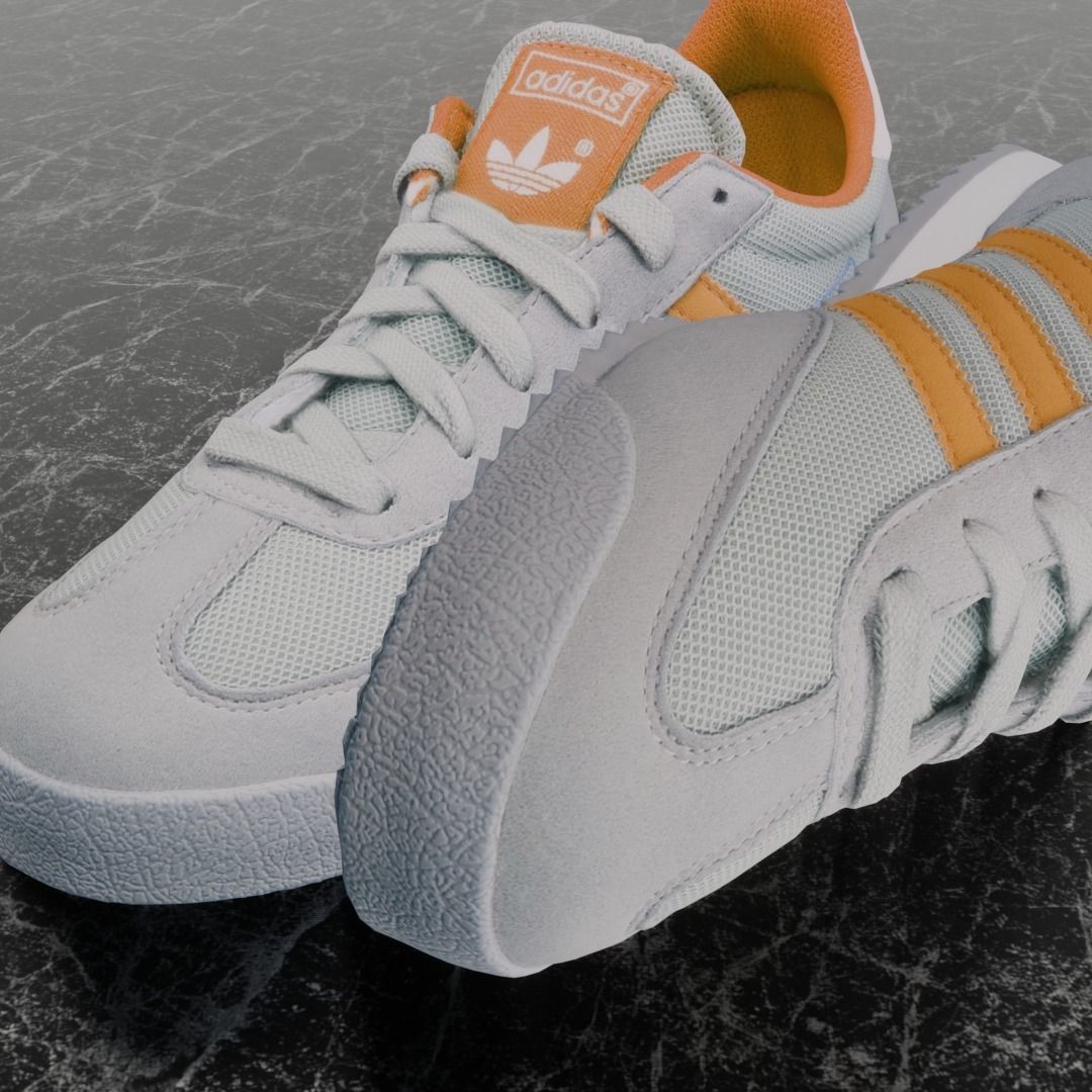 ADIDAS 3D SHOES - WHIE - ORANGE Low-poly 3D model_12