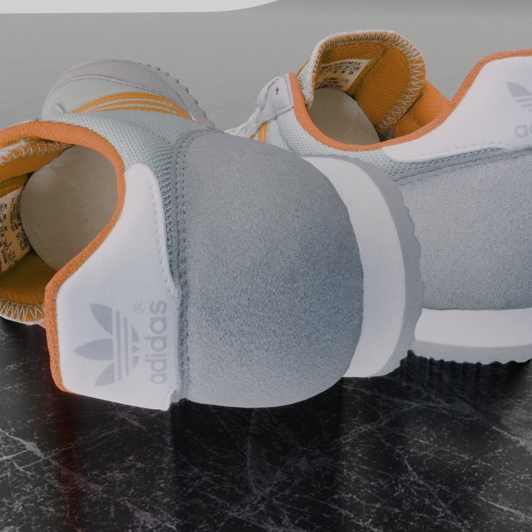 ADIDAS 3D SHOES - WHIE - ORANGE Low-poly 3D model_7