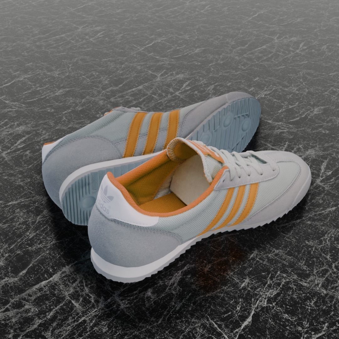 ADIDAS 3D SHOES - WHIE - ORANGE Low-poly 3D model_2