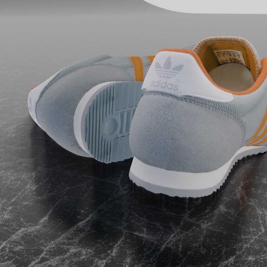 ADIDAS 3D SHOES - WHIE - ORANGE Low-poly 3D model_6