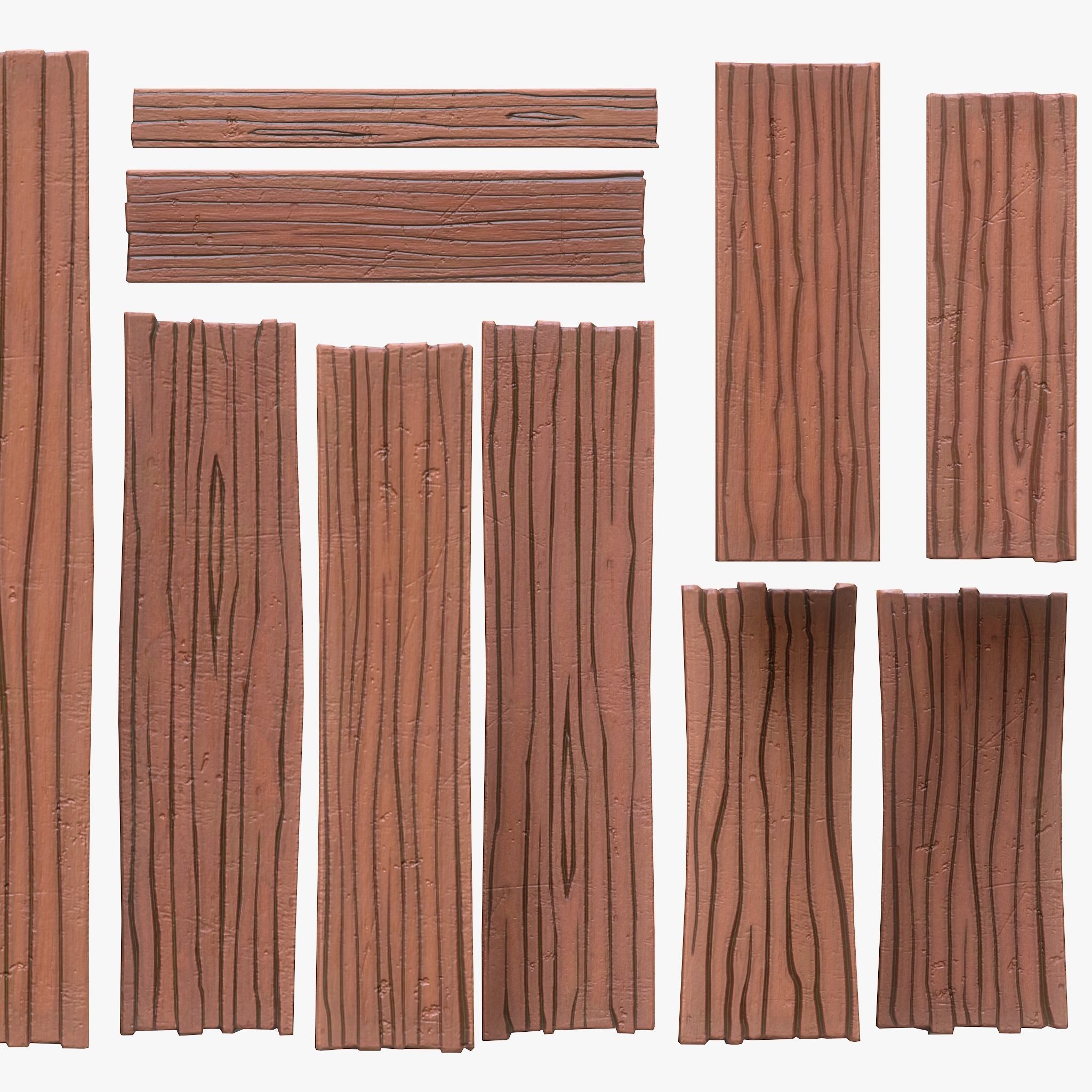 Stylized Wood Plank Low-poly 3D model_6